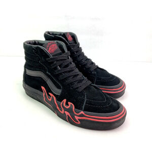 Vans Sk8 Hi Flame Womens Size 5 Mens Sz 3.5 Black Suede Sneaker Shoes